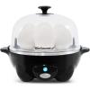 Elite Gourmet EGC-007B# Rapid Egg Cooker, 7 Easy-To-Peel, Hard, Medium, Soft Boiled Eggs, Poacher, Omelet Maker, Auto Shut-Off, Alarm, 16-Recipe Booklet, Black(Black)
