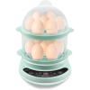 Elite Gourmet EGC314CB Digital Easy Egg Cooker Food Steamer, Poacher, Omelet, Soft, Medium, Hard-Boiled Egg with 6 Programmed Preset Functions, 2-Tiers, Measuring Cup, 14 egg capacity, Black(Mint)