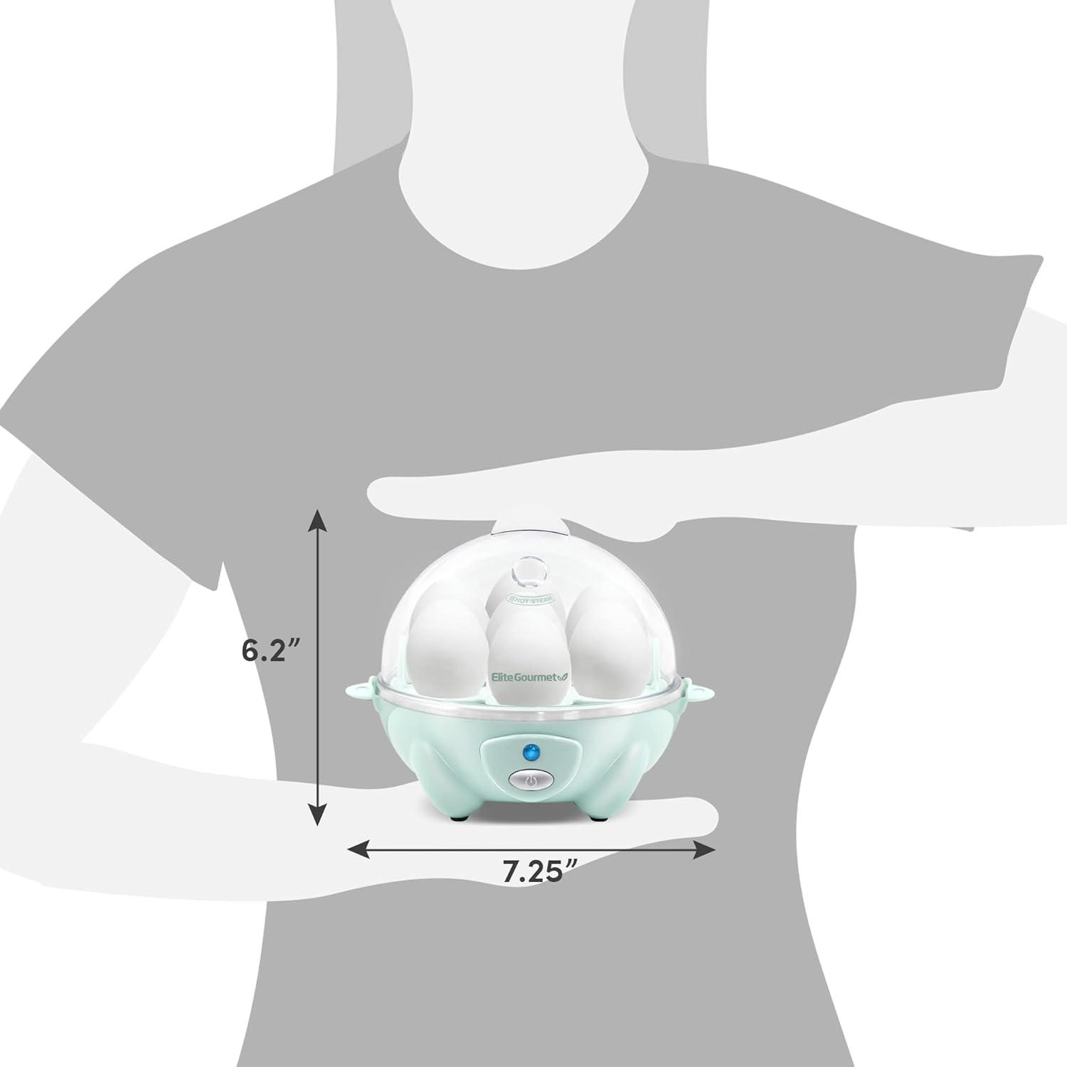 image:imageElite Gourmet EGC700M Rapid Egg Cooker 7 EasyToPeel Hard Medium Soft Boiled Eggs Poacher Omelet Maker Auto ShutOff Alarm 16Recipe Booklet BPAFree Seafoam 7 EggSeafoam