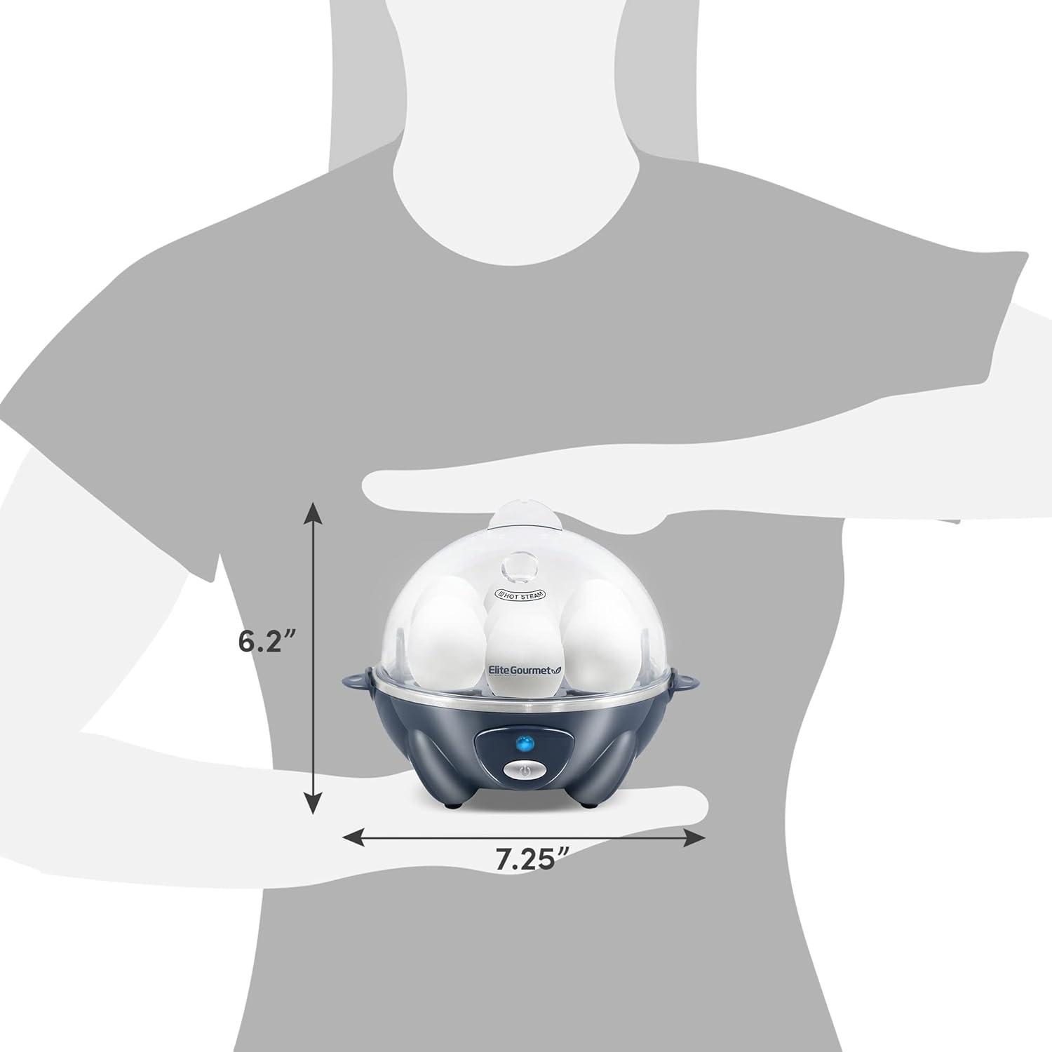 image:imageElite Gourmet EGC700M Rapid Egg Cooker 7 EasyToPeel Hard Medium Soft Boiled Eggs Poacher Omelet Maker Auto ShutOff Alarm 16Recipe Booklet BPAFree Seafoam 7 EggCobalt