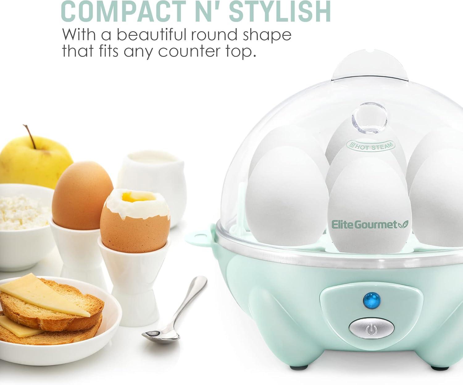 image:imageElite Gourmet EGC700M Rapid Egg Cooker 7 EasyToPeel Hard Medium Soft Boiled Eggs Poacher Omelet Maker Auto ShutOff Alarm 16Recipe Booklet BPAFree Seafoam 7 EggSeafoam