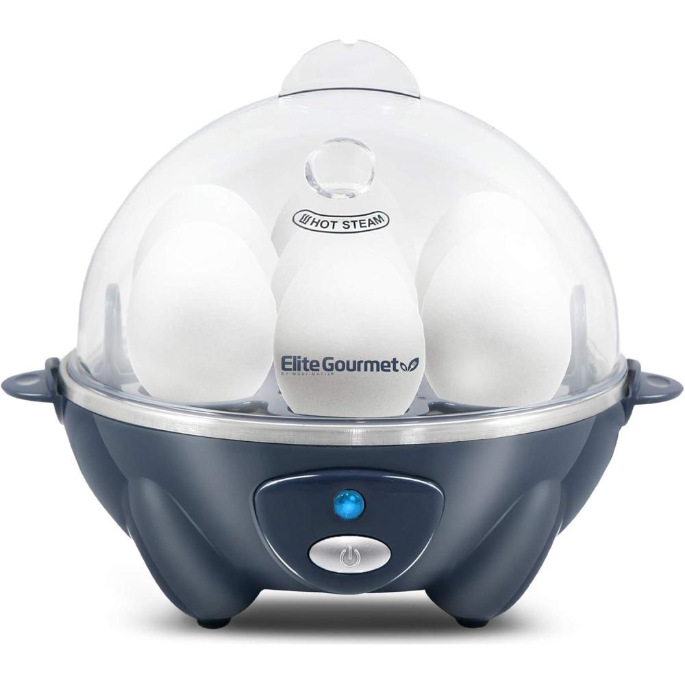 image:imageElite Gourmet EGC700M Rapid Egg Cooker 7 EasyToPeel Hard Medium Soft Boiled Eggs Poacher Omelet Maker Auto ShutOff Alarm 16Recipe Booklet BPAFree Seafoam 7 EggCobalt