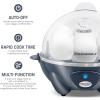 Elite Gourmet EGC700M# Rapid Egg Cooker, 7 Easy-To-Peel, Hard, Medium, Soft Boiled Eggs, Poacher, Omelet Maker, Auto Shut-Off, Alarm, 16-Recipe Booklet, BPA-Free, Seafoam, 7 Egg(Cobalt)