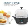 Elite Gourmet EGC700M# Rapid Egg Cooker, 7 Easy-To-Peel, Hard, Medium, Soft Boiled Eggs, Poacher, Omelet Maker, Auto Shut-Off, Alarm, 16-Recipe Booklet, BPA-Free, Seafoam, 7 Egg(Shadow)