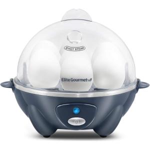 Elite Gourmet EGC700M# Rapid Egg Cooker, 7 Easy-To-Peel, Hard, Medium, Soft Boiled Eggs, Poacher, Omelet Maker, Auto Shut-Off, Alarm, 16-Recipe Booklet, BPA-Free, Seafoam, 7 Egg(Cobalt)